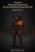 Universal AfroAnime GuyverPunk Art Gen Workflow Prompt Pack V01 — AOKM digital PDF cover